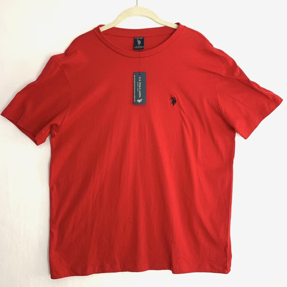 US Polo Assn T Shirt Mens Large Red Crewneck Short Sleeve Cotton Jersey NEW